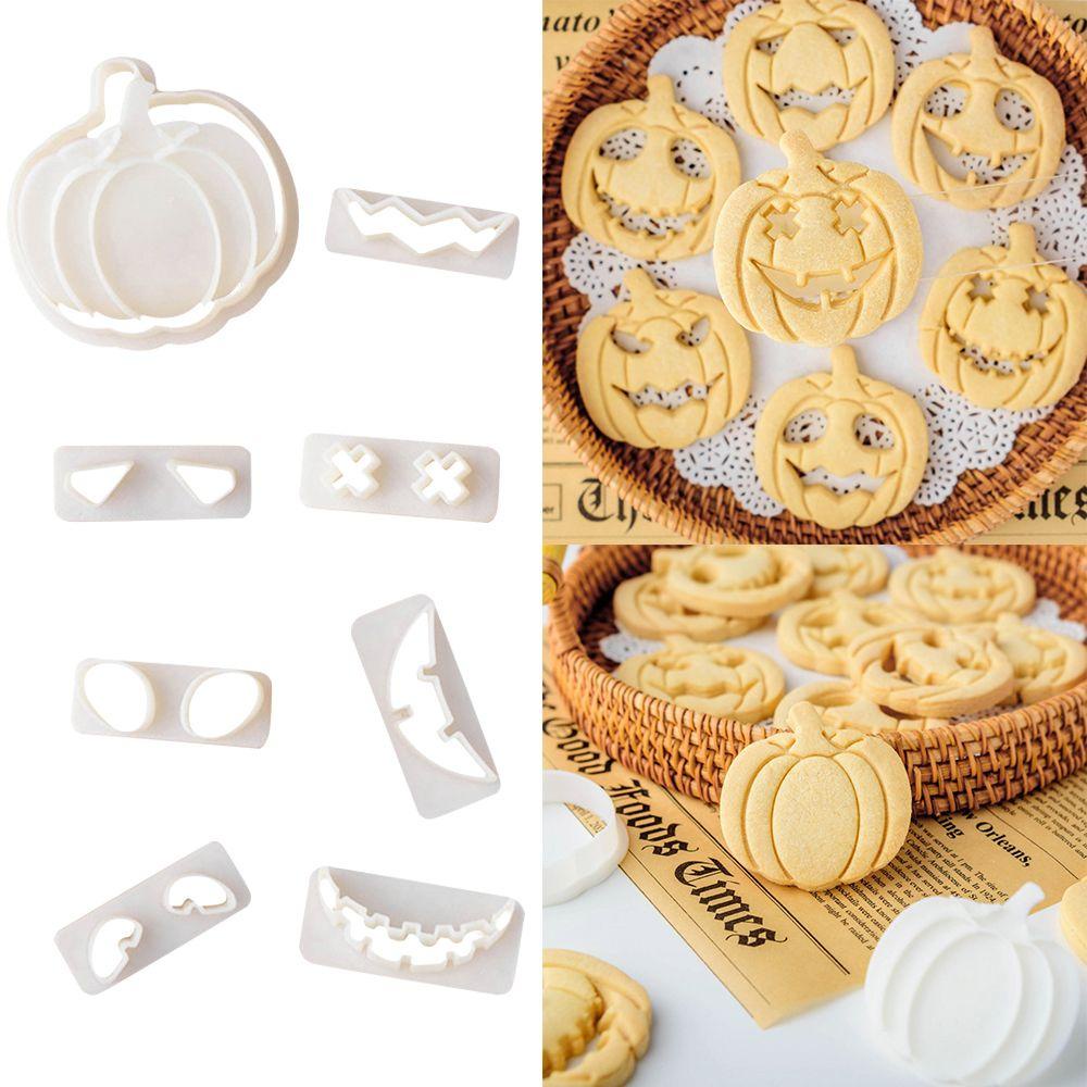 Top 9pcs/set Halloween Biskuit Cetakan Kue Alat Cap Horror Labu 3D Cookie Cutter