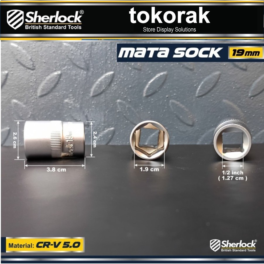 MATA KUNCI SOK 19 MM 1/2 INCH 6 PT SHERLOCK - MATA SHOCK