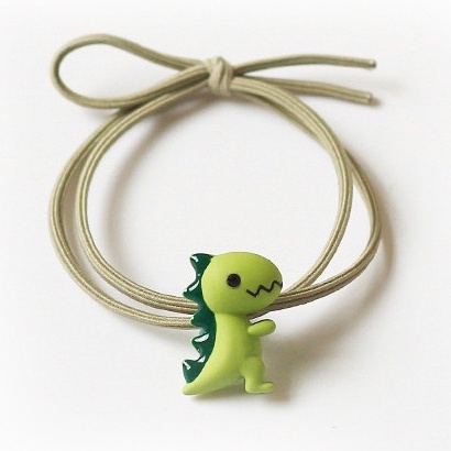 MURMURE.ID | IKAT RAMBUT ALA KOREA MOTIF DINOSAURUS KUNCIR CANDY IMPORT MURAH KARET RAMBUT DINO HA059-C - TALI GREEN