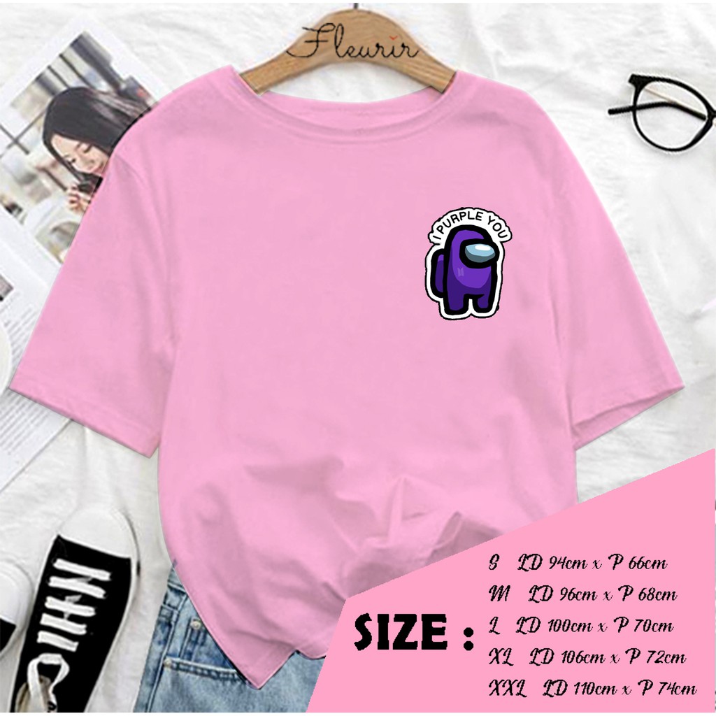 FLEURIR - KAOS  AMONG LOGO PURPLE WANITA DEWASA LENGAN PENDEK TEE UNISEX