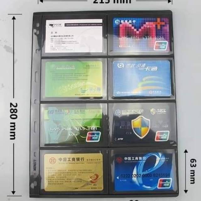 Refill uang kartu perangko mingt Hitam Bolak Balik sekat 8 Kantong