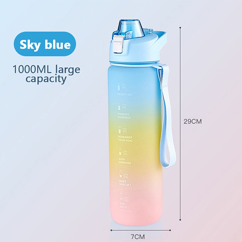 Botol Minum Motivasi 1 liter Tutup Flip Drink Reminder Botol Minum Tumbler Olahraga Sport Unik 1 liter-7