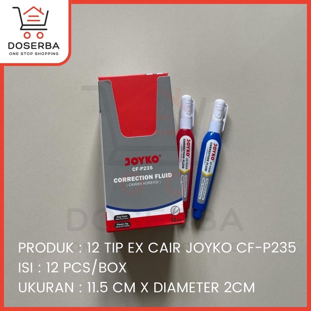 

12 PCS TIPEX CAIR JOYKO CF-P235 / TIP X CAIRAN KOREKSI JOYKO CF-P235 GROSIR