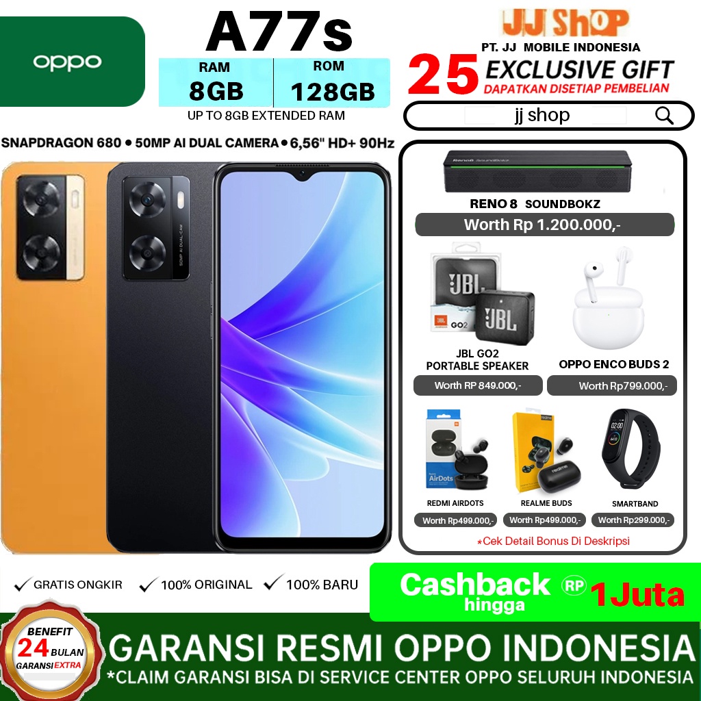 OPPO A77s 8/128 GB RAM 8GB ROM 128GB GARANSI RESMI