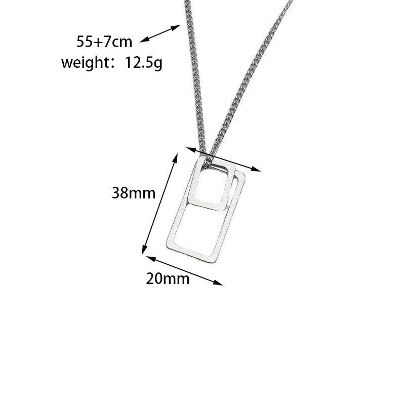 Kalung Rantai Panjang Dengan Liontin Bentuk Kotak Motif Pohon Kelapa Bahan stainless steel Untuk Pria