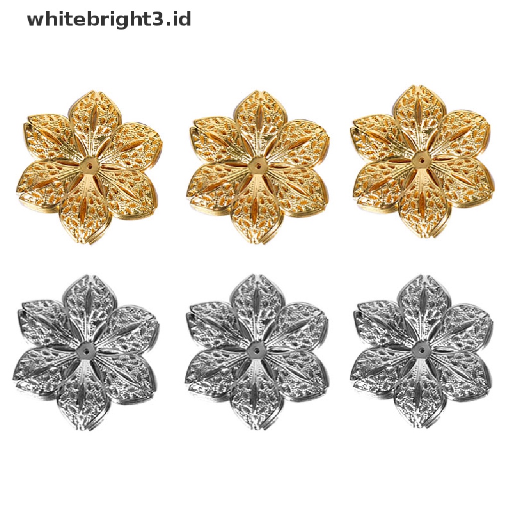 (whitebright3.id) 50pcs / Set Konektor Liontin Bentuk Bunga Filigree Untuk Kerajinan Tangan DIY