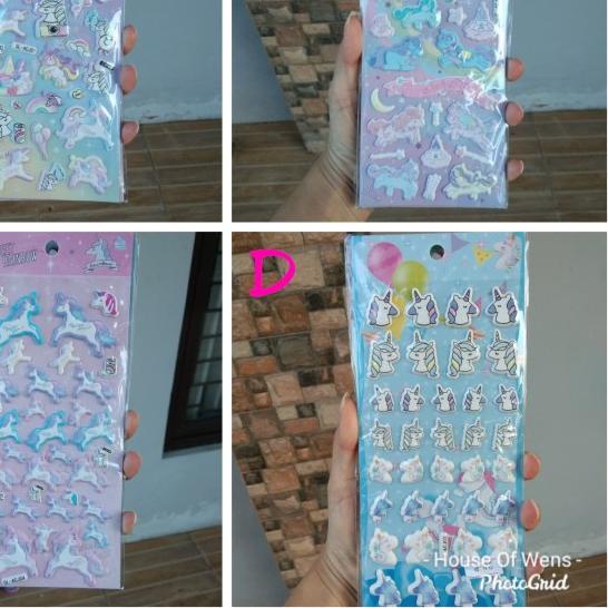 

✯ STICKER ANAK TIMBUL - STICKER UNICORN TIMBUL - STICKER ANAK LUCU - Type C ➽