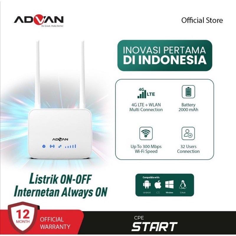 Modem Advan CPE Start Hybrid Portable Orbit FREE KUOTA 150GB - Garansi Resmi Advan 1 Tahun