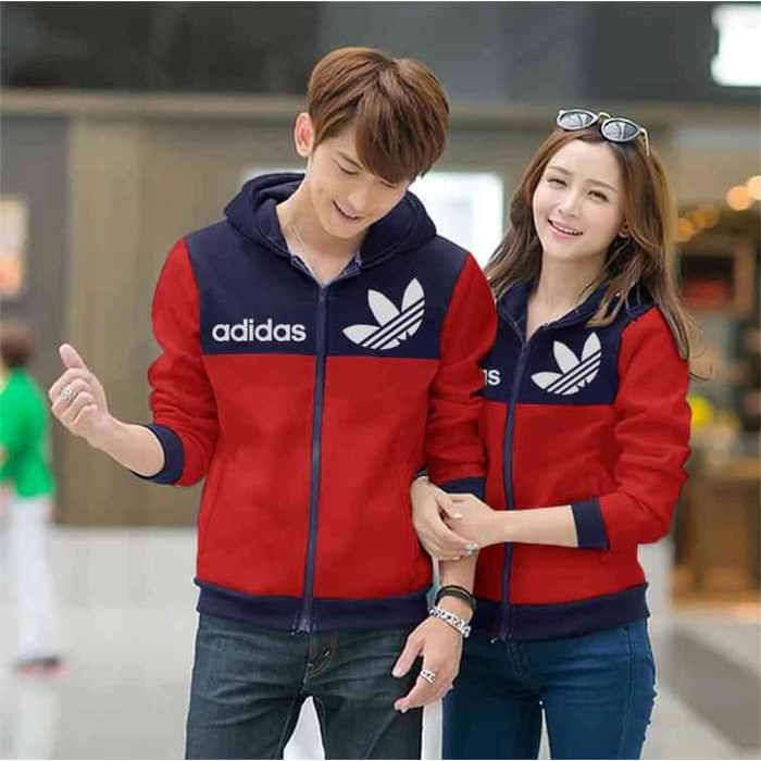 Jaket Couple Adidas 2D Hitam Maroon Pria Wanita Jumbo Big Size S, M, L, XL, 2XL, 3XL, 4XL, 5XL