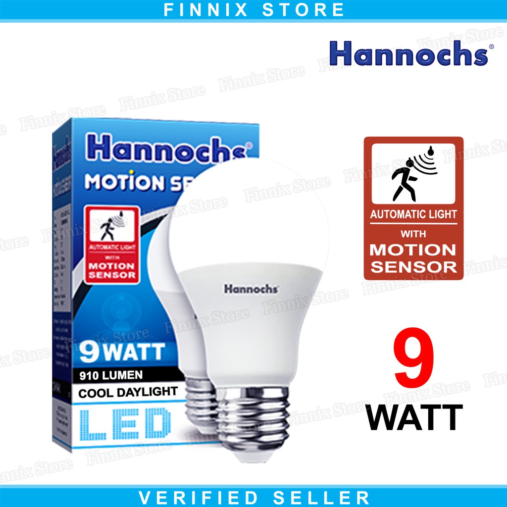 Hannochs Motion Sensor Lampu Bohlam LED 9 watt - Lampu Sensor Gerak