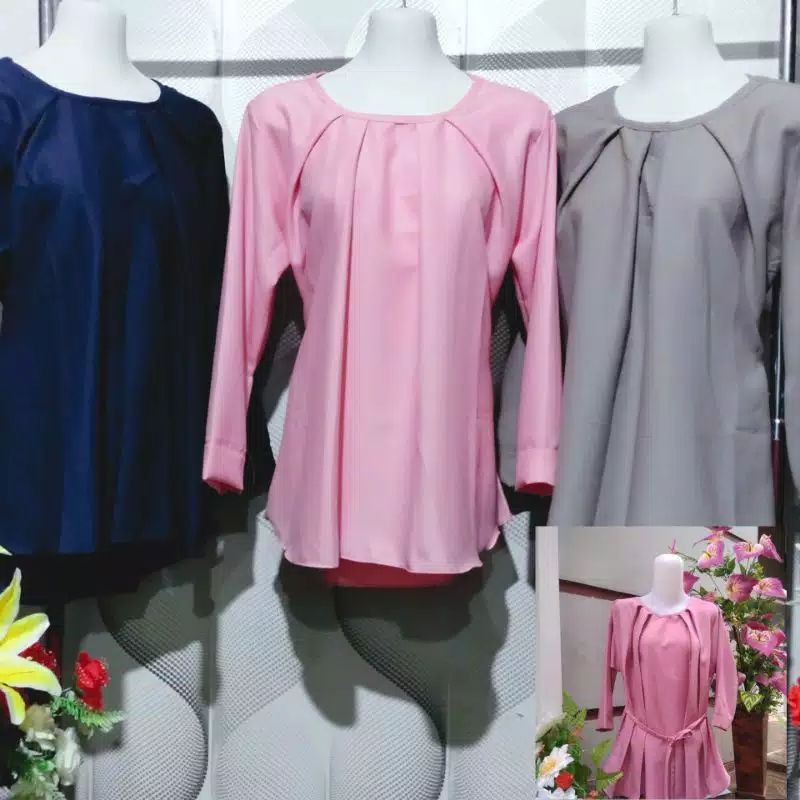 baju murah/atasan lengan panjang /baju atasan wanita/baju kantor wanita/kemeja polosdasi