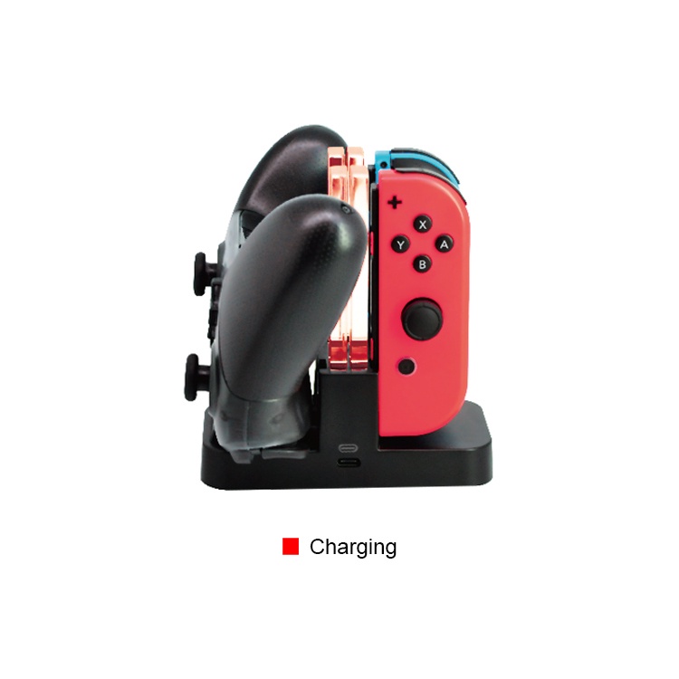 DOBE Charging Dock Stand LED 4 in 1 for Nintendo Switch Joy-Con - TNS-879 - Black