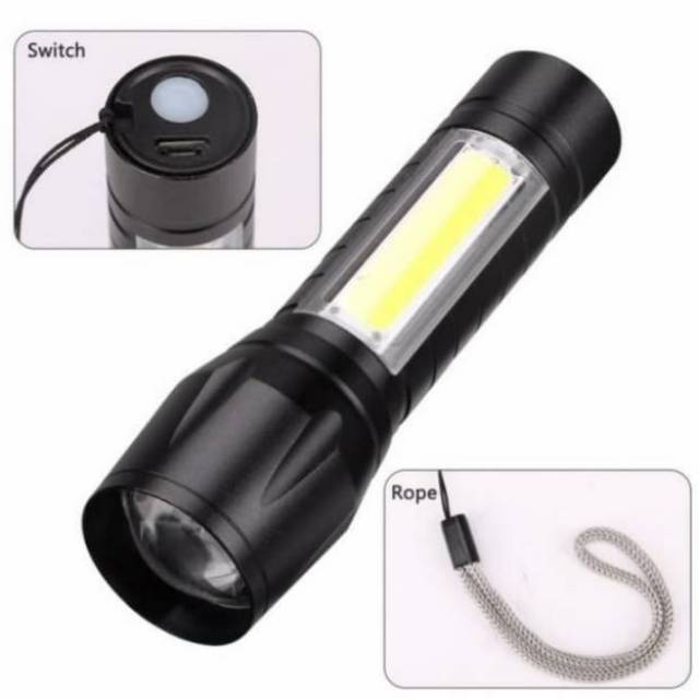 Senter USB Swat LED Mini Rechargeable Zoom Police Light COB 2300 Lumen