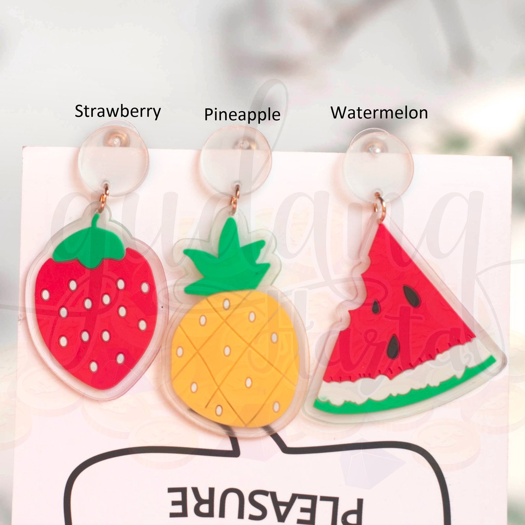 Anting Stud Summer Fruits Nanas Strawberry Semangka Watermelon Lucu GH 203410