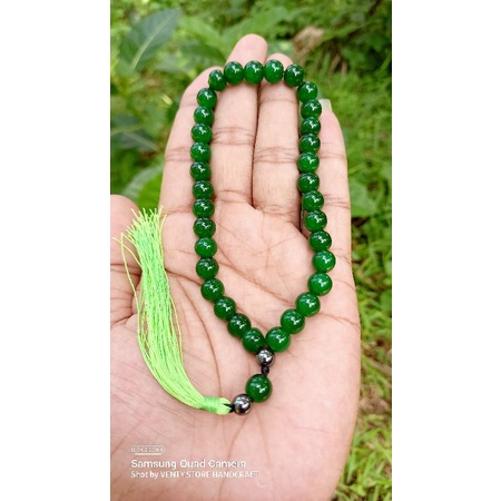 tasbih batu giok hijau 33 butir tasbih batu giok asli tasbih giok original tasbih 33 butir tasbih kr
