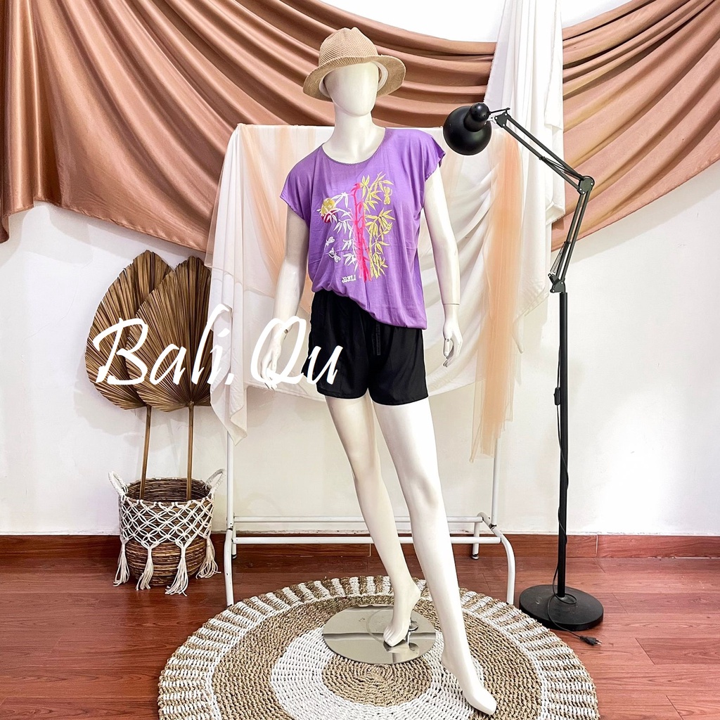 Baju Atasan Kaos Bambu Bali XL Kain Halus-LILAC