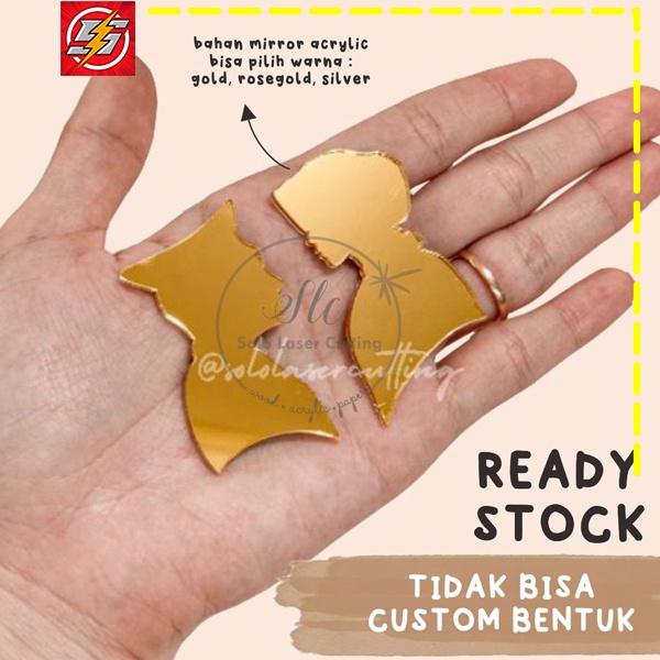 Siluet Couple Profesi Polisi Akrilik MIRROR GOLD / ROSEGOLD / SILVER HIASAN MAHAR