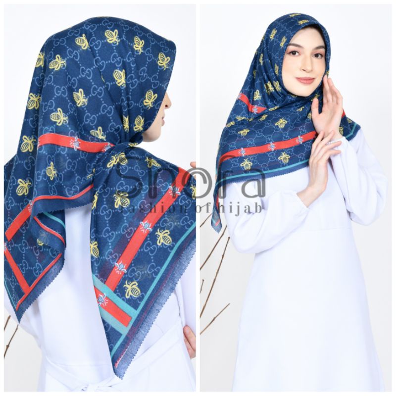 (Sf347) HIJAB SEGIEMPAT VOAL MOTIP PREMIUM LASERCUT