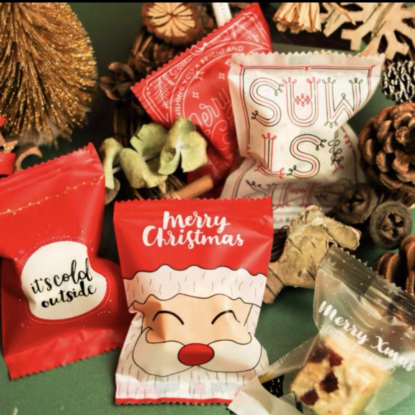 25pcs MIX A Plastik SEAL segel cookie bag 7x10cm Natal untuk permen kue kering biscuit cookies SB 71 Xmas