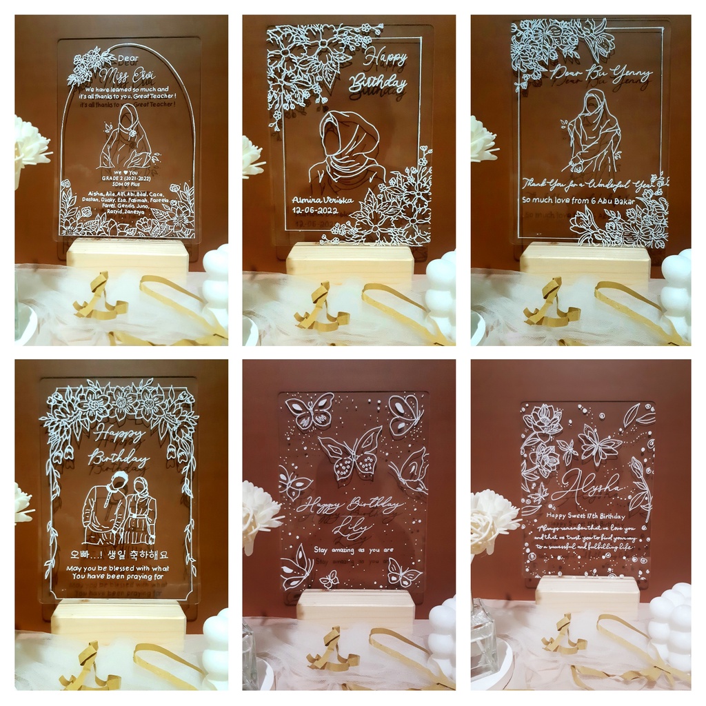 Custom Acrylic Lineart Lettering Gift Set / Kado