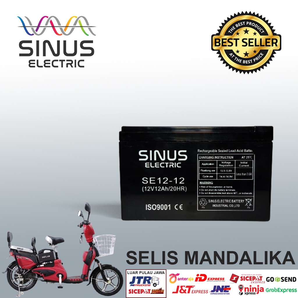 Aki Sepeda Listrik SELIS MANDALIKA 12V 12Ah Aki VRLA SINUS 12-17