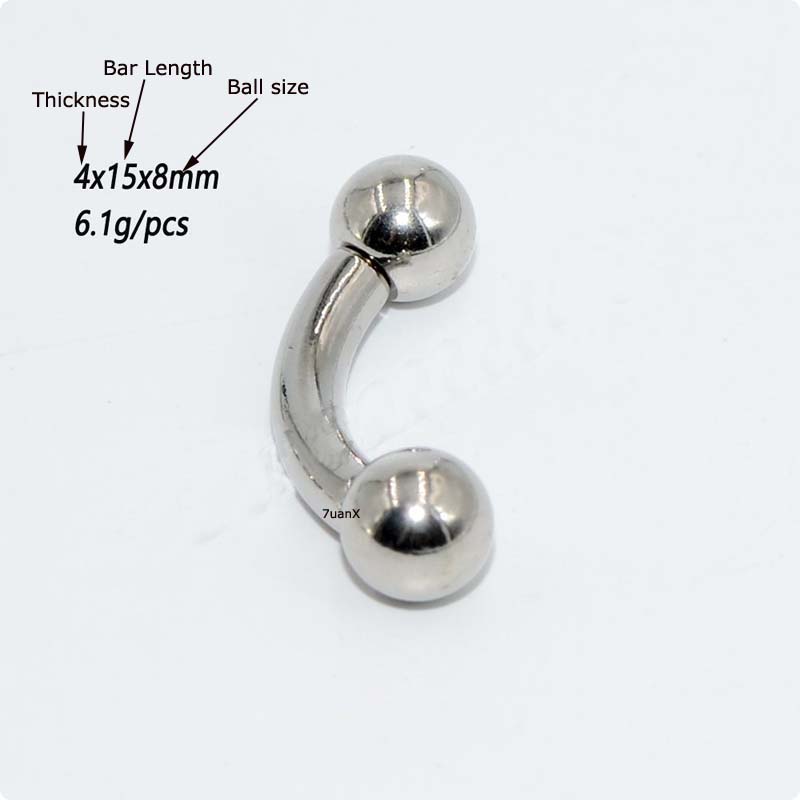 1pc Anting Tindik Telinga Bentuk Barbel Lengkung Bahan Stainless Steel Warna Silver