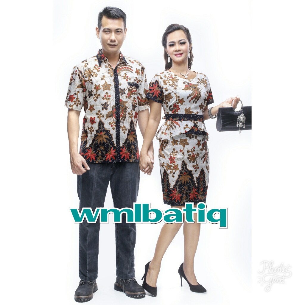 SARIMBIT COUPLE BATIK DRESS TERUSAN WANITA NAURA PUTIH HITAM