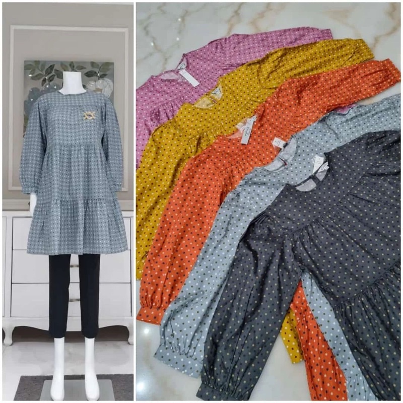 Jual Tunik katun jepang model susun ori by Edness Kayla | Shopee Indonesia