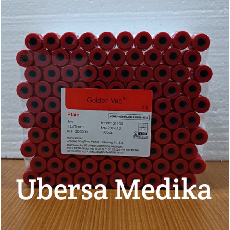 Tabung Plain 3ml Glass Golden Vac