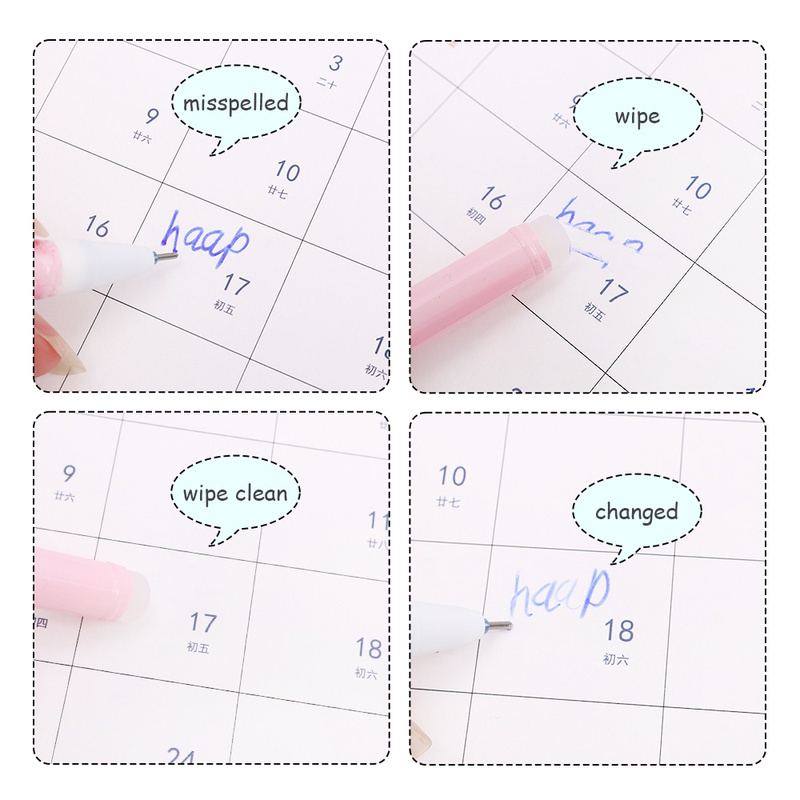 Pulpen Gel 0.5mm Tinta Biru Dapat Dihapus Motif Bunga Sakura Warna Pink Untuk Stationery Sekolah / Kantor