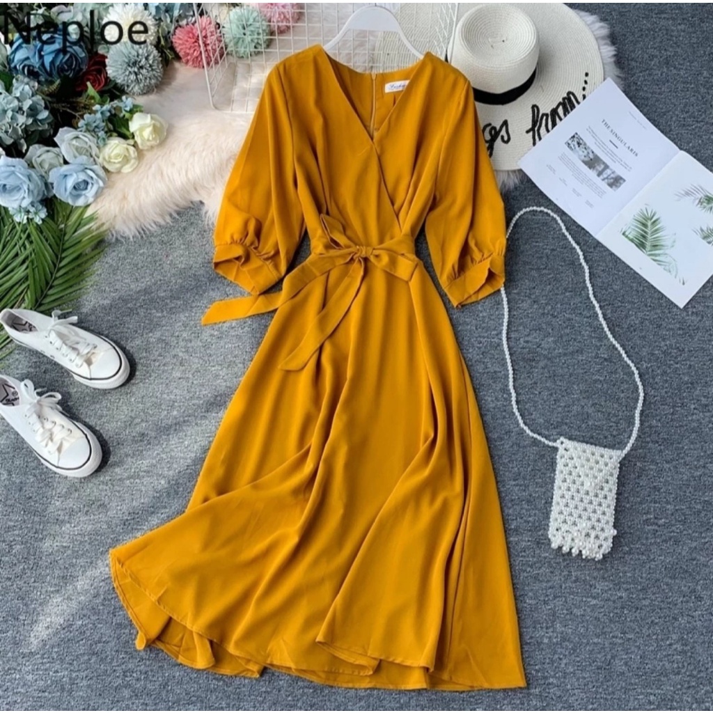 WSE390 - Dress Beleza Elegant Bahan Lembut TIdak Panas Ada Resleting di Bagian Belakang