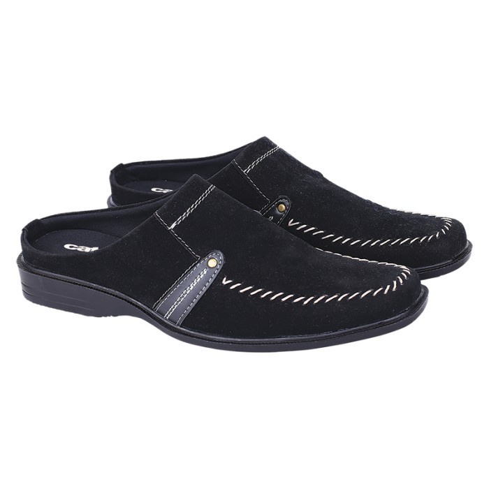 BRKA Series BIG SIZE 38-47 sepatu sandal pria ukuran besar-jumbo nomer 44 45 46 47 Sendal bustong casual formal kulit suede hitam