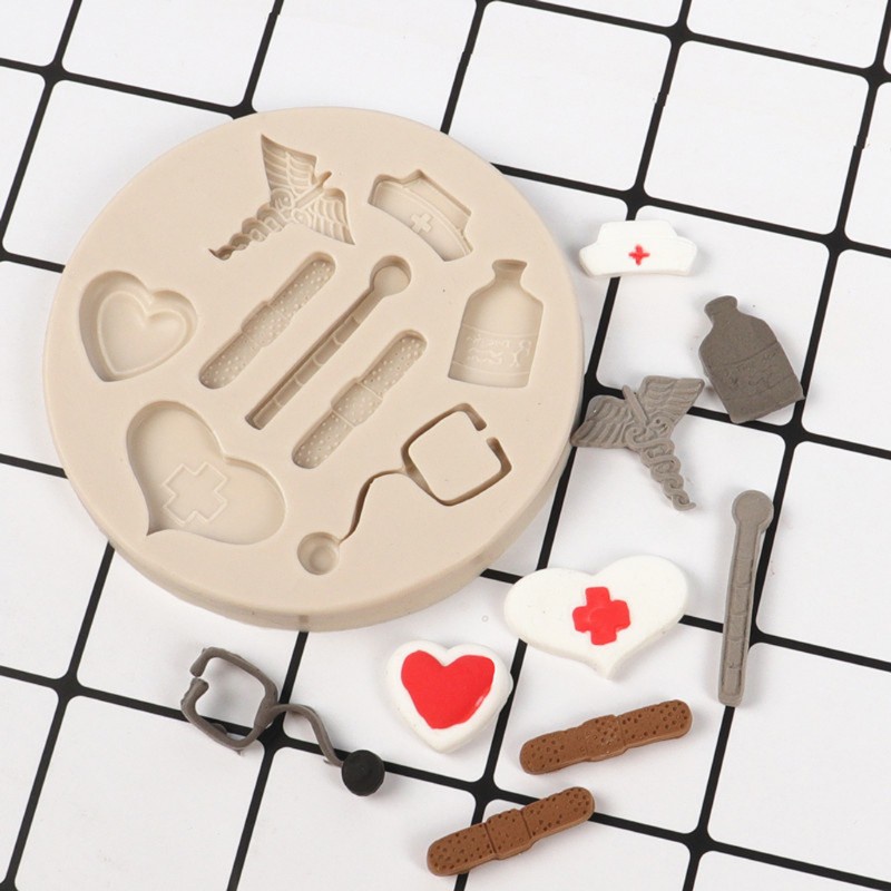 Glitter Nurse Themed Medical- Hat Bottle Heart Tool Medicine Candy Silicone Resin Mold