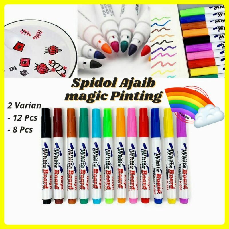 

Spidol Ajaib + Bonus Sendok Gambar Air Mengapung 12 Warna Whiteboard Magic Markers Spidol Whiteboard Ajaib Ngapung Apung Spidol papan tulis kertas