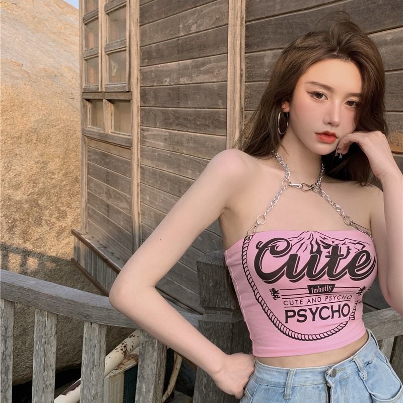 Suhao Desain Pakaian Dalam Wanita Tanpa Lengan Merasa Kecil Outwear Spice Girl's Top Short Musim Panas Off-shoulder Bawah Topper