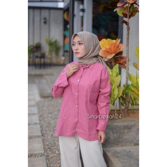 Olivia Shirt - Kemeja Oversize Linen Wanita - Kemeja Linen - Oversized Shirt Linen