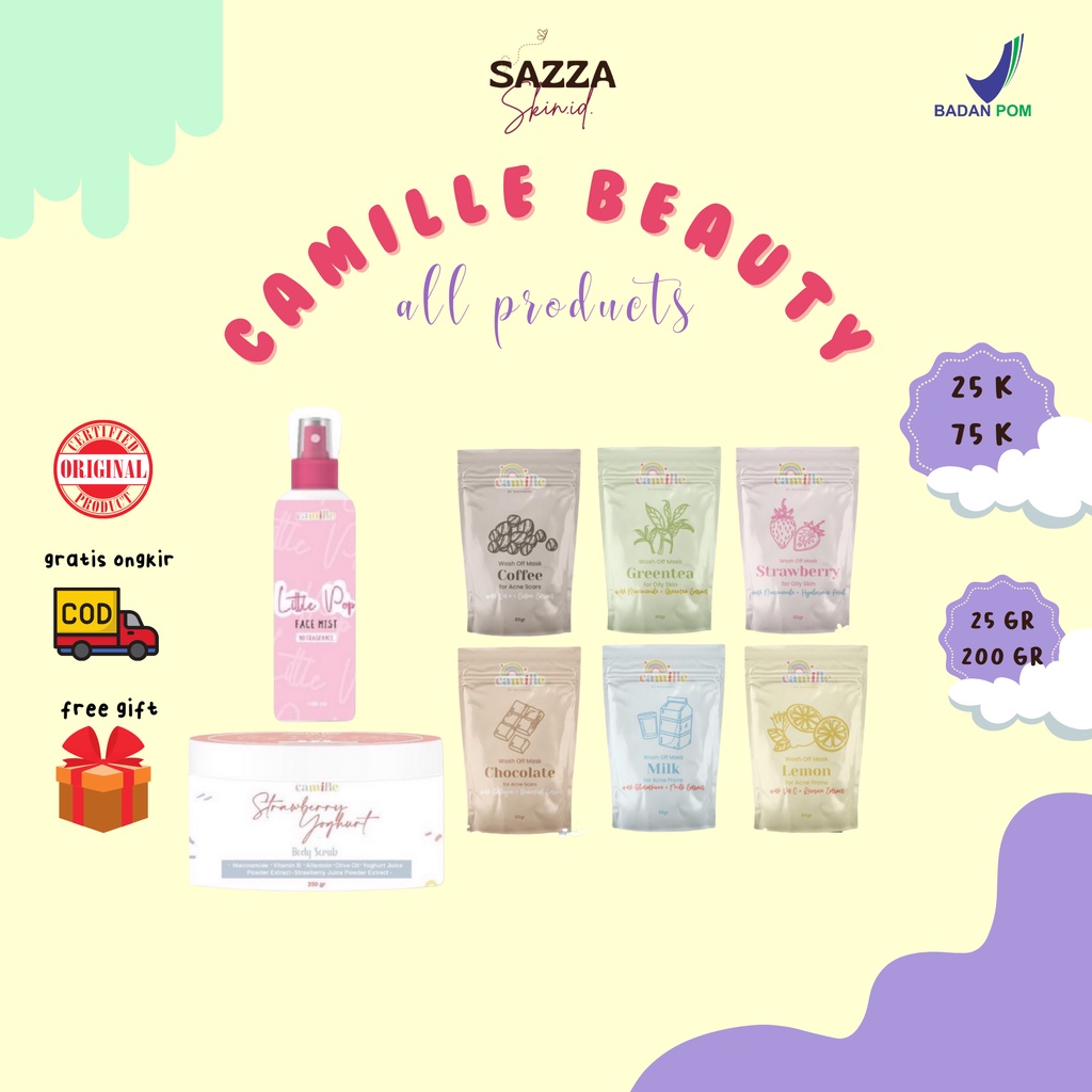 [READY‼️ ORI] CAMILLE BEAUTY MASKER ORGANIK FACEMIST FACE MIST LITTLE POP BODY SCRUB BY CAMILE BEAUT