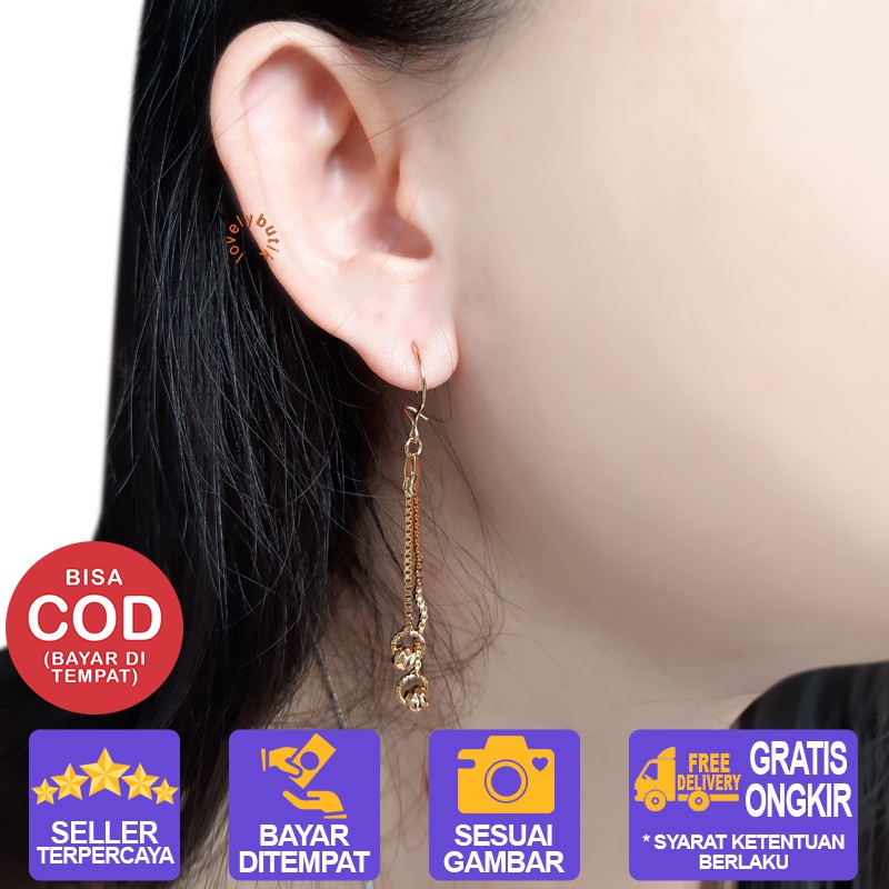 Lovelybutik - Anting Xuping Perhiasan Fashion Wanita Model Desi juntai Panjang Tali Italy Warna Emas