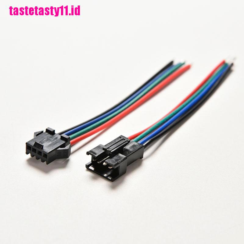 20 Pcs Konektor Male Dan Female 4 Pin Dengan Kabel Untuk Led RGB 5050 / 3528