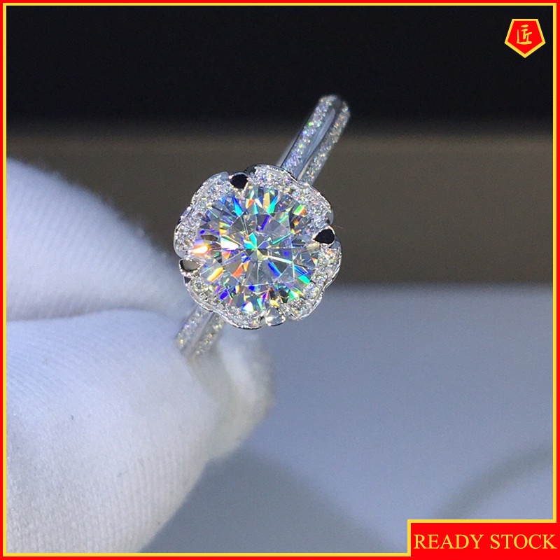 [Ready Stock]Elegant Pt950 Moissanite Ring Fashion Trendy