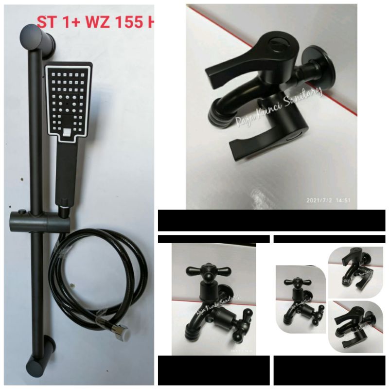 Shower Tiang Kotak Hitam/Shower Set Hitam/Paket Shower Tiang + Kran/ABS Series