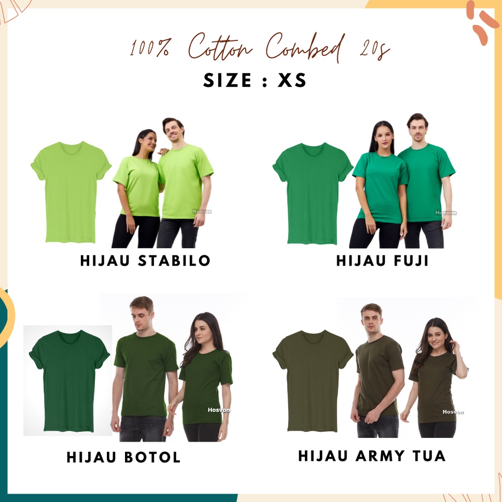 SIZE XS | Kaos Polos Cotton Combed 20s Lengan Pendek