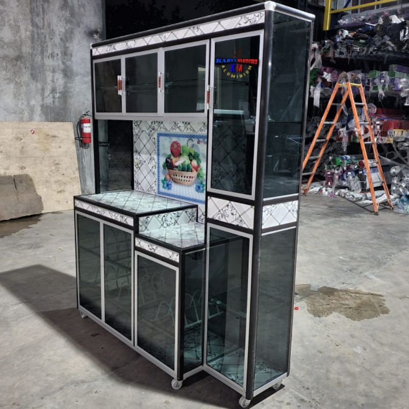 Rak piring / Rak Dapur / Rak sayur Aluminium / 4 Pintu