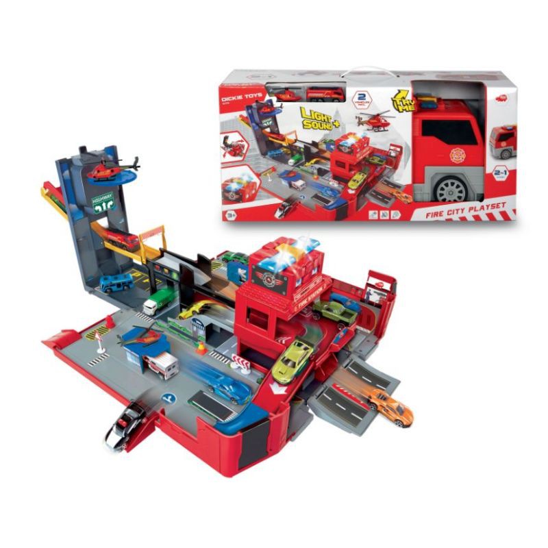 Mainan Anak Truck Light n Sound Dickie Toys Fire City Playset