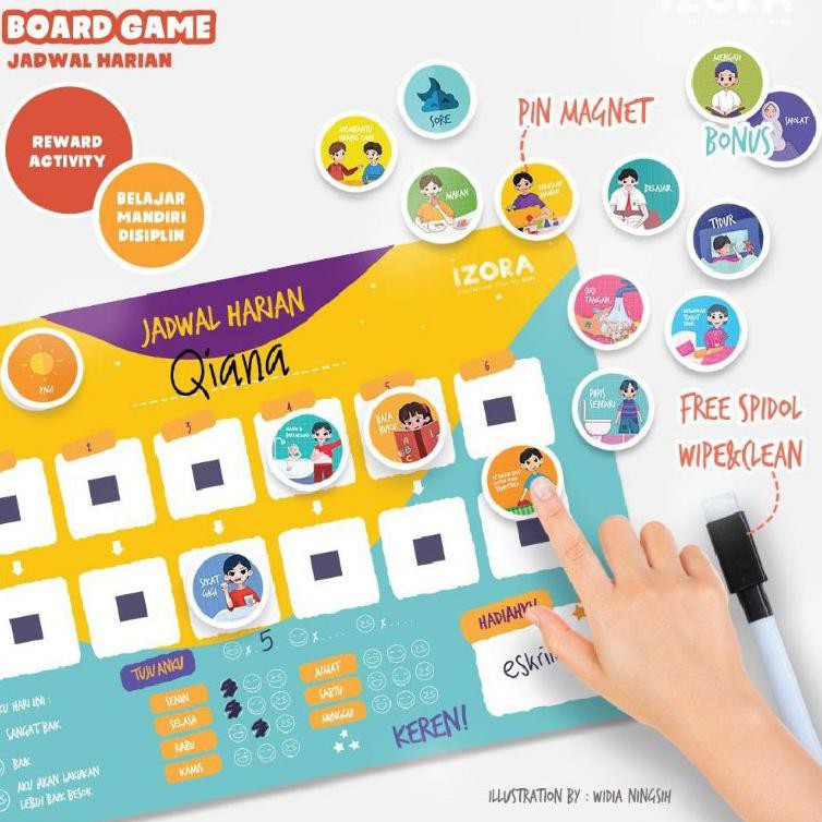 

FREE SPIDOL WIPE AND CLEAN & MAGNET REWARD CHART ANAK JADWAL HARIAN BUSY PAGE MAINAN EDUKASI ANAK (K