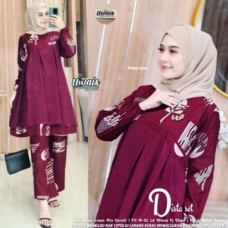 Dista Set by Uwais - Setelan Celana dan Atasan Tunik Katun Linen