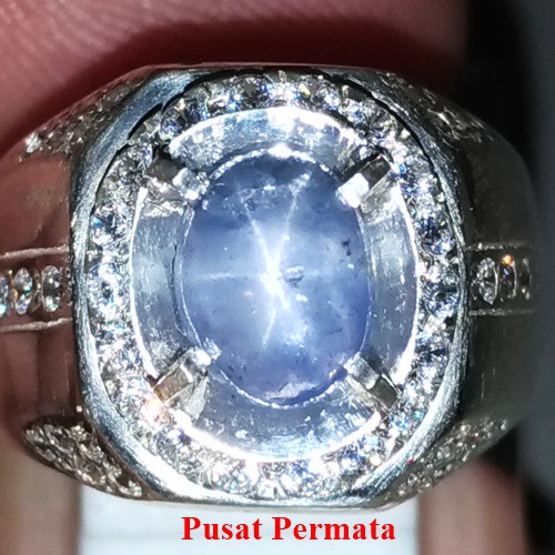 Batu Cincin Blue Star Safir Ceylon Srilangka Asli Kode PP184