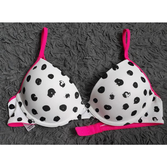 Girls T-Shirt Bra Hanes Color White Black Polkadot