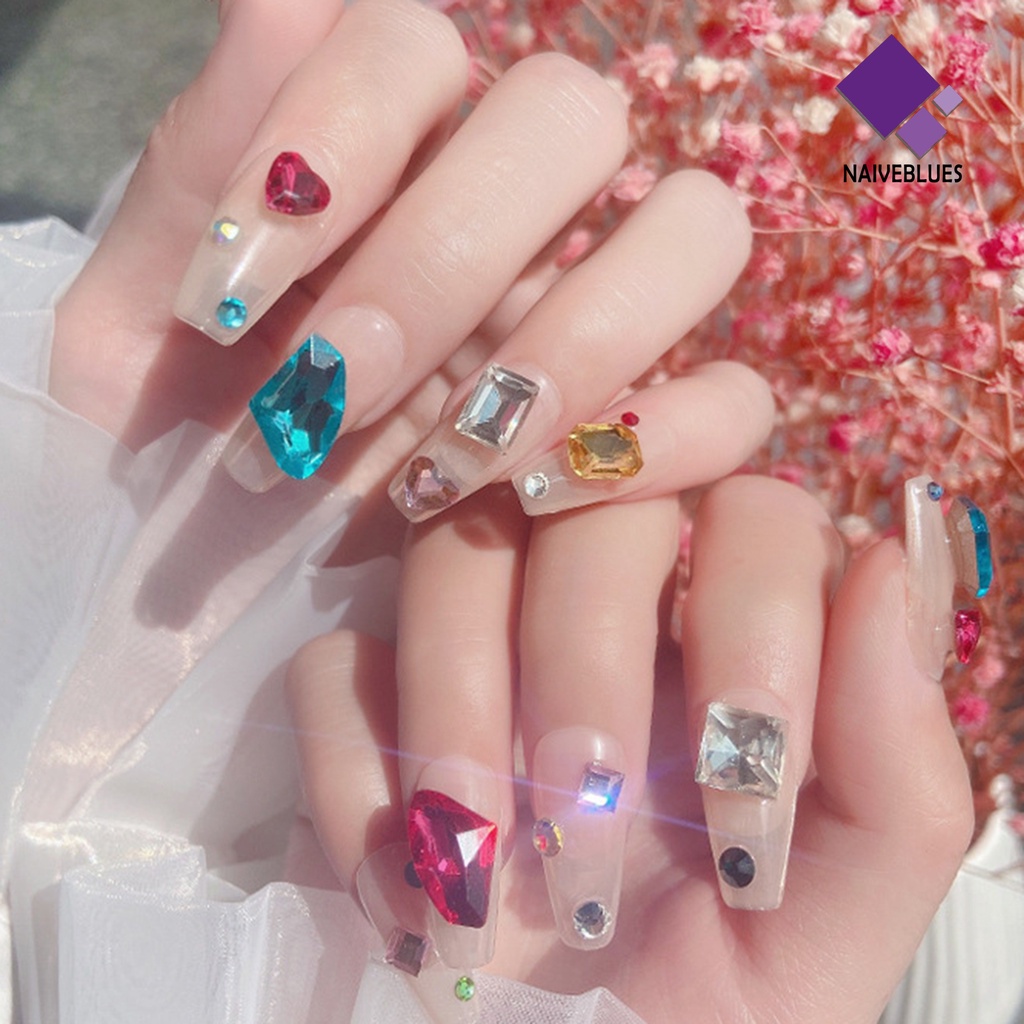 Naiveblue Berlian Imitasi Bentuk Hati Untuk Dekorasi Nail Art DIY