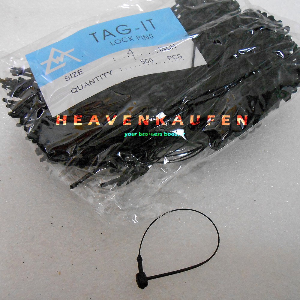 String Pin Lock Pin / Loop Pin Tali Hangtag Label Merek Ukuran 4 inch Warna Hitam isi 500 pcs